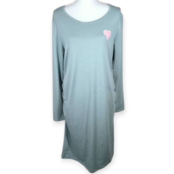 GREAT EXPECTATIONS LT. BLUE STRIPE MATERNITY LONG SLEEVE T-SHIRT DRESS SZ.XL NWT - Picture 1 of 9